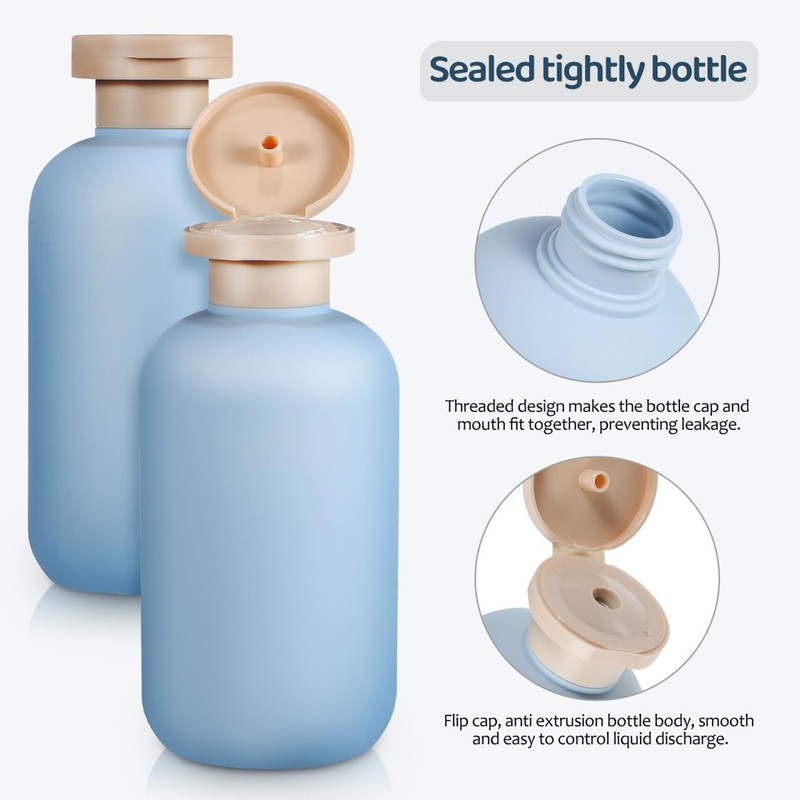 Baluue 2pcs Travel Shampoo Bottles Refillable Toiletry Containers with Wide