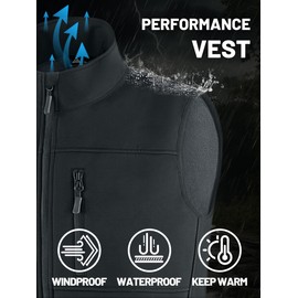 Mens Windproof Golf Vest Outerwear Zip Up Fleece Lined Softshell Sleeveless Lightweight Jacket for Travel Running Hiking Sports Dark Grey 2XL