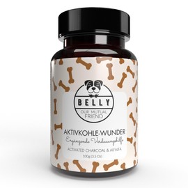 Belly® Natürliche Kohletabletten Hund - 100g - Aktivkohle Tabletten, Kohletabletten gegen Durchfall & zum Aufbau von Darmbakterien & Darmflora - mit Antioxidantien, Vitaminen und Mineralien, vegan