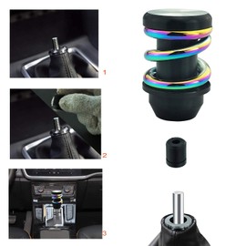 Lunsom Aluminium Shift Knob Spring Metal Car Gear Stick Lever Shifting Handle Head Fit Most Manual Automatic Transmission Vehicles (Colorful Spring&Black)