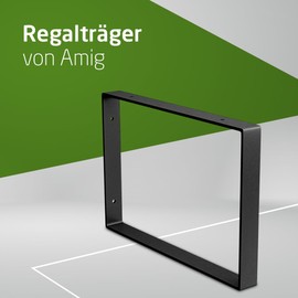 Amig - Rechteckige Halterung für Industrieregal | 211 x 311 x 30 mm | Stahl | Farbe: Mattschwarz | Winkel für Regale | Schwarze Metallwinkel