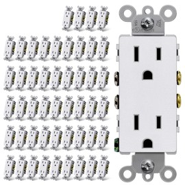 CML 15 Amp Matte White Decorator Wall Outlet, 50 Pack Decor Standard Electrical Receptacle, 15A/125V, Non-Tamper Resistant, 2 Pole 3 Wire, UL Listed