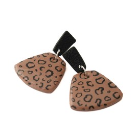 Leopard Print Geometric Drop Earrings for Women, Unique Statement Clay Jewellery Gifts for Her under 10