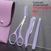 Foldable Eyebrow Razor Set with Brush & Scissors, Anti-Scratch Shaver 3-Piece Set Scratch Pink Eyebrow Cut- 5ea