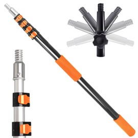 28FT Reach Telescopic Extension Pole, 5-20FT Multi-Purpose Extendable Pole with Universal Twist-on Metal Tip, Lightweight Sturdy Aluminum Paint Roller Extension Pole for Dusting Painting Cleaning