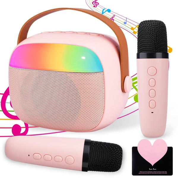 IGUGI Karaoke Maschine Kinder mit 2 Drahtlosen Mikrofonen,Mikrofon Kinder Tragbare,Stimme