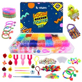 k-masy Loom Bands Kit 5000 + Colorful Rubber Bands Loom Bands Kits for Girls Friendship Bracelet Making in 20 Unique Colors with Beads and Other Accessories in Beautiful Craft Storage Box