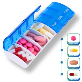 MEDIPILL - Pillendose Wochenkalender Italienisch | Pillendose für 7 Tage – 7 Fächer | kompakt und langlebig | BPA-frei | blau | ein Stück | MED-S7S-B-I