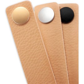 Brute Strength - Leather Handles for Furniture - Naturel - 4 Pieces - 25 x 3 cm - Cabinet Handle, Door Handle for Kitchen, Bathroom, Cabinets, Dresser, Wood