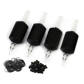 BEZTAT - Tubos desechables ultra premium transparentes de 25 mm con agarre de silicona suave negra, 25 unidades, punta redonda (18RT)