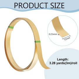 BENECREAT 9.8Ft 30 Gauge Brass Flat Bezel Wire, 0.47Inch Wide Golden Flat Bendable Brass Beading Wire for DIY Jewelry Crafting Gemstone Wrapping