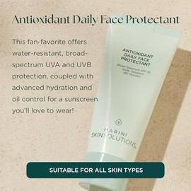 Marini SkinSolutions Protector facial antioxidante diario, protector solar SPF 33 de amplio espectro, resistente al agua (80 minutos), libre de crueldad, fabricado en los Estados Unidos, 2 onzas