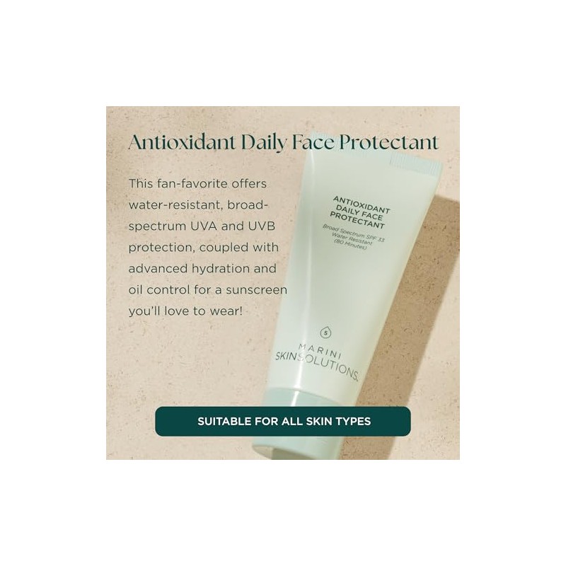 Marini SkinSolutions Protector facial antioxidante diario, protector solar SPF 33