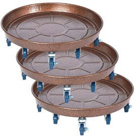 20" Heavy Duty Plant Dolly with Wheels, 380lbs Metal Rolling Plant Stand with Casters, Round Wheeled Planter Caddy Roller Base Carry Potted Tree Flower Pot for Indoor Outdoor Garden, 3 Pack, Bronze