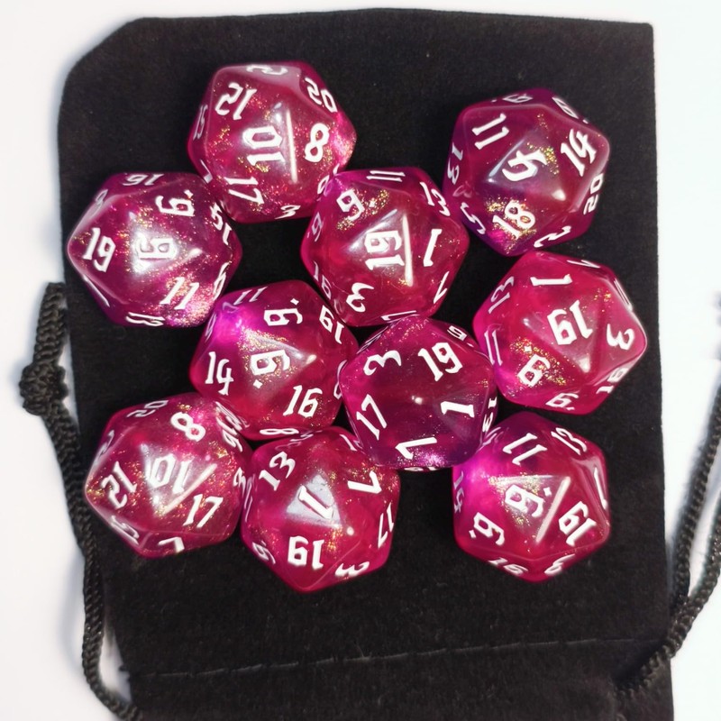 10PCs D20 Polyhedral Dice Set 22mm for DND RPG MTG