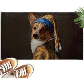 Corgi Dog Indoor Doormat Non-Slip Welcome Mat 17x29.5 Inch, Quick Absorbent Entryway Rug, Non-Woven Fabrics Front Door Mat, Area Rug for Kitchen, Bedroom, Home, Office