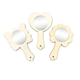 18 Pack Unfinished Wood Mirrors for Crafts Small Wooden Handheld Mirrors for DIY Homemade