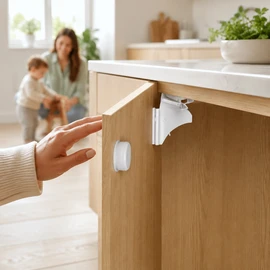 Invisible Magnetic Cabinet Safety Lock with Adhesive Mount & Key