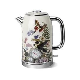 INFOOD Retro Electric Kettle 1.8L/60.8oz with Thermometer - 1200W Fast Boiling Stainless Steel Tea Kettle with Water Level, BPA-Free, Auto Shut-Off, Boil-Dry Protection, Vintage Floral Design