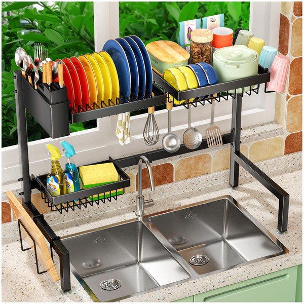 SNSLXH 2 Tier Over The Sink Dish Drying Rack, Kitchen