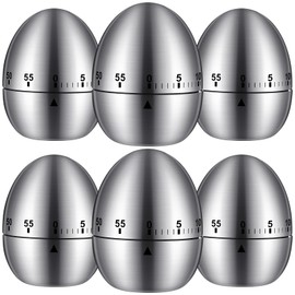 Relaxweex 6 Pcs Egg Kitchen Timer 60 Minutes Mechanical Count Down Timer Stainless Steel Rotating Cooking Timer for Kitchen with Alarm Analog Timer for Boiling Egg Cooking Teaching Meeting
