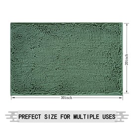 Flotstiga Bathroom Rugs 32x20,Super Absorbent Soft,Thick,Machine Washable Chenille Bath Mat,Non Slip Toilet Floor Rug,Bath Mats for Bathroom Floor, Home Decor Accessories,Dark Green