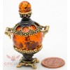 Solid Brass Amber Figurine of Russian Samovar Teapot Totem talisman