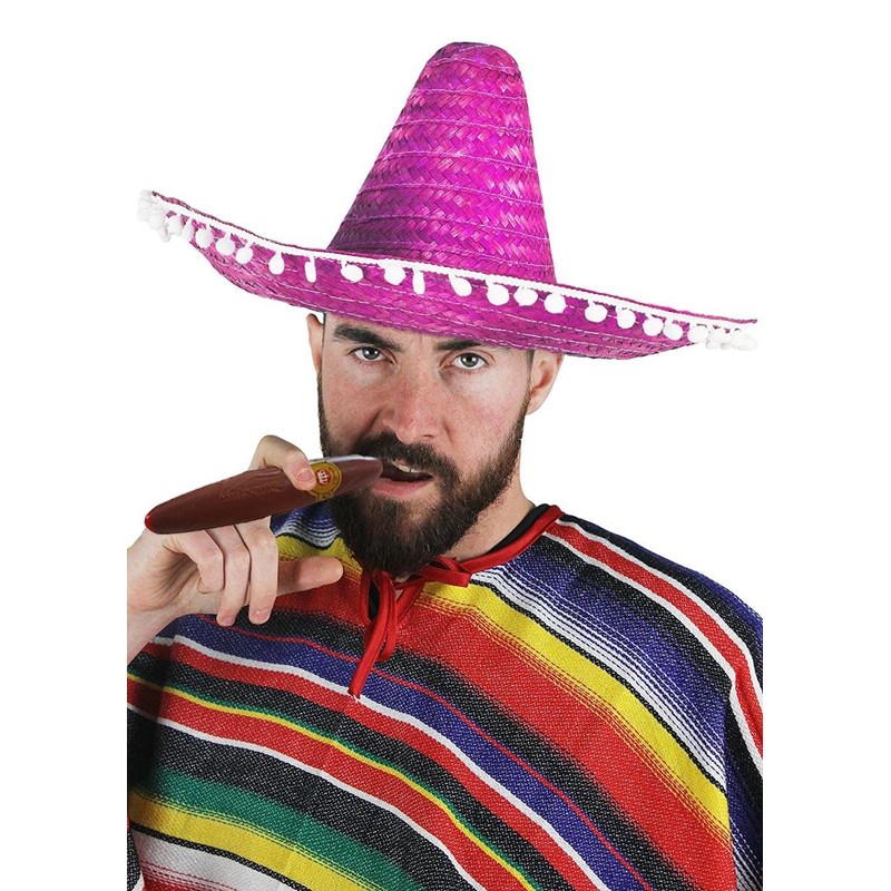 IDEALGIFTSHOP 1X PINK MEXICAN SOMBRERO HATS PLUS 1X MOUSTACHE PLUS
