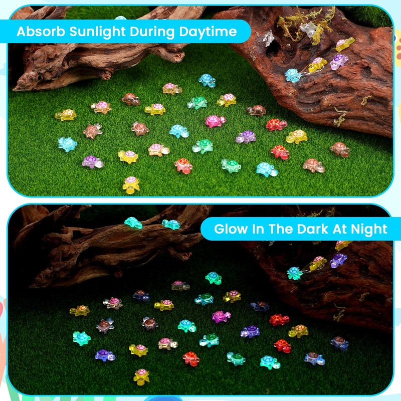 Alrhso 200Pcs Mini Resin Turtles with 1Pcs Large Turtle, Luminous
