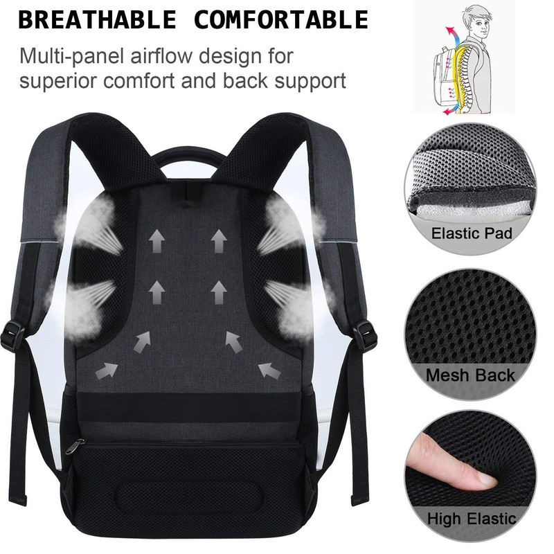 KASIBON Laptop Backpack with USB Charging&Headphone Port,Anti-Theft with Breathable Padded