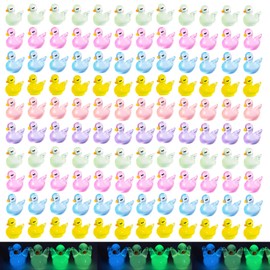 titihuirie 120 Pcs Luminous Mini Resin Swans Miniature Swan Figurines Resin Animals Colorful Tiny Swan for DIY Fairy Garden Miniature Moss Landscape