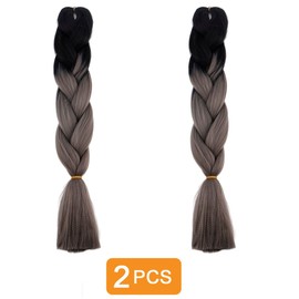 Hair Extensions for Braiding Ombre Braids Extensions Hair Long Ponytail Extension Synthetic Ombre Hairpieces for Braiding Black Grey 2006