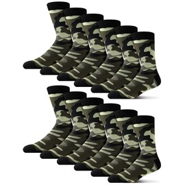 Croloose 12 Pairs Camo Socks for Men Novelty Army Casual Crew Socks Military Gift for Camo Lover July 4th Veteran Day(Classic)