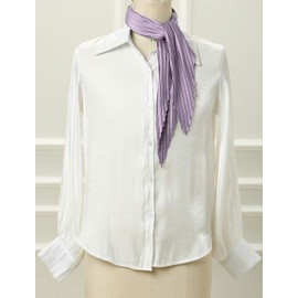 Allegra K Women Pleated Rhombus Head Scarf Wraps Scarves Neckerchief Bandana Solid Color Purple