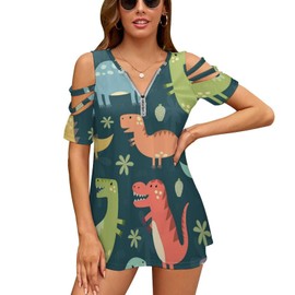 Cycling Sport Figures of Cyclist on Bicycle Healthy Lifestyle Concept Women V-Neck Top, Women Zip Shoulder Top, Women Slim Top, Soft Strapless Casual Wear for Summer Home Office Party (Small)