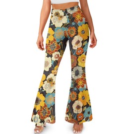 Glomenade Yoga Trouser Pants for Women Plus Size Boho Mandala Flowers Print Yoga Pants Flare Leggings Athletic Pants, Gifts for Birthday/Festival/Holiday/Vacation/Party