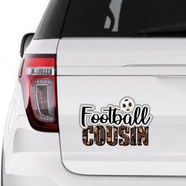 Football Cousin Sticker, Leopard Print Football Vinly Decal for Cars Laptops, Windows, Walls, Fridge, Toilet and More - Sport Theme Stickers 15in