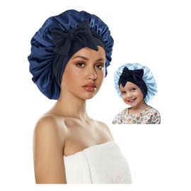 ZURLEFY Satin Bonnet for Sleeping Women, Double Layer Silk Aldult Sleeping Hat, Fashion Hair Bonnet with Tie for Womens Curly Hair Night Cap (68-04L)