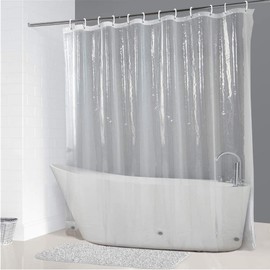 YISURE Extra Wide Shower Curtain Liner 200x200cm, PEVA Shower Curtain with Magnetic Bottom and Plastic Hooks, 79"x79"