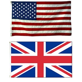 AES Wholesale Combo USA American & UK United Kingdom 3'x5' Polyester Flags