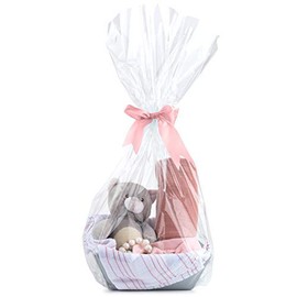 Purple Q Crafts Clear Basket Bags 16” x 24” Cellophane Gift Bags, Small 1.2 Mil Thick (20 bags)