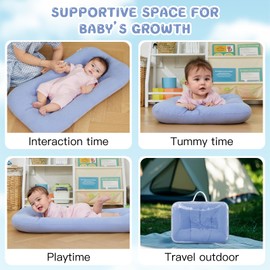 Baby Lounger for Newborn, Bionic Design Baby Lounger, Soft Organic Cotton Breathable Lounger for Infants 0-24 Months (Blue)