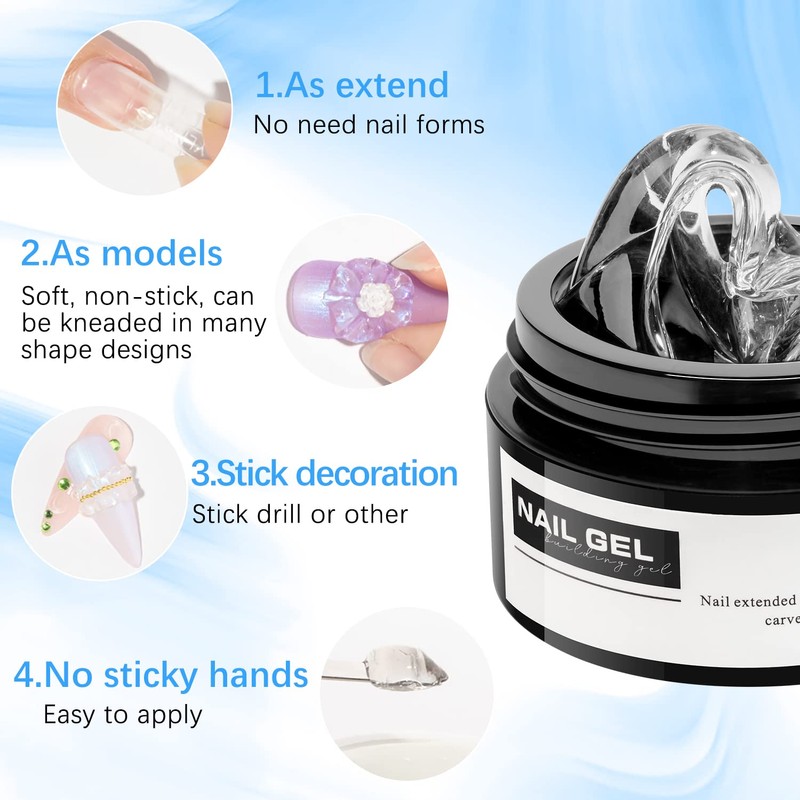 Supwee Solid Sculpture Builder Gel, Clear Non-Stick Hand Nail Extension