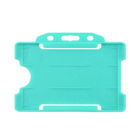 CKB LTD 10x Turquoise Single Sided Rigid Slide in Open Faced ID Card Badge Holders Horizontal/Landscape Identity Plastic Pass Protector - Holds a 86mm 54mm cr80 Credit Card Sized