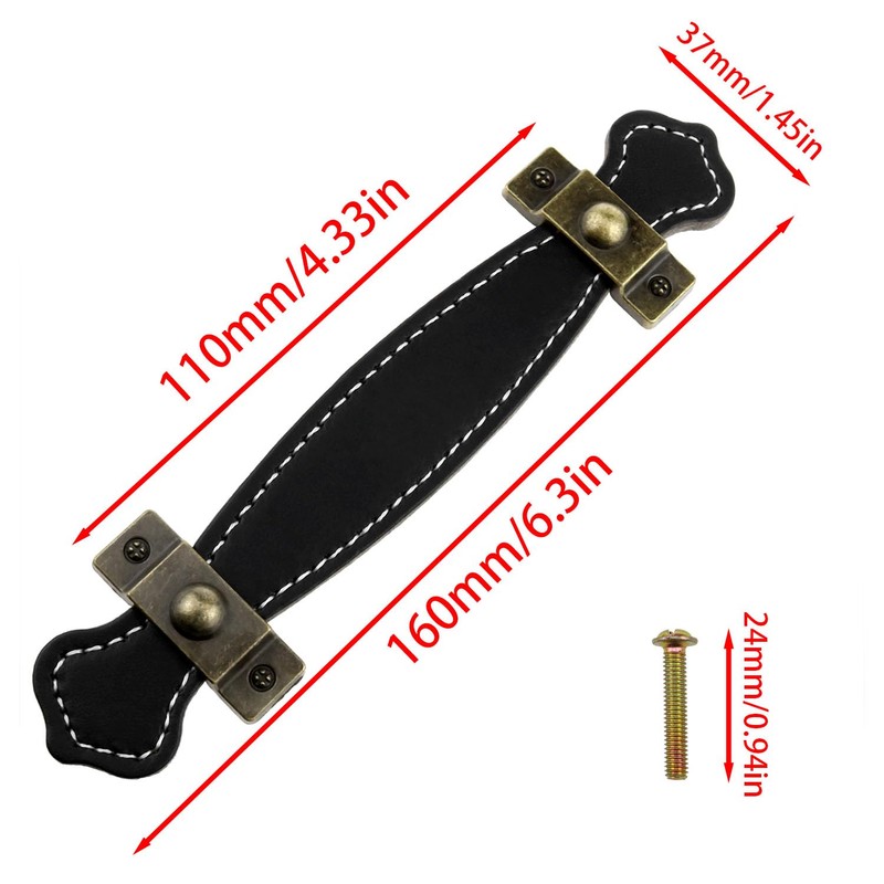 VAKTOK Leather Handle Leather Trunk Handles Black Leather Handle for