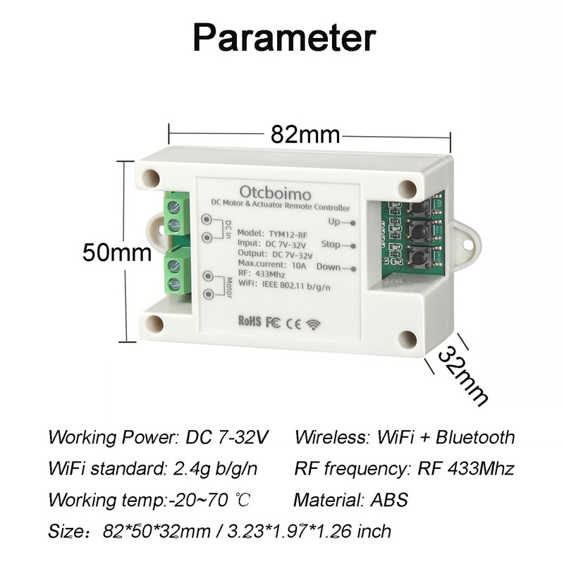 WiFi Smart Electric Linear Actuator Motor Controller, DC12V 24V 32V,