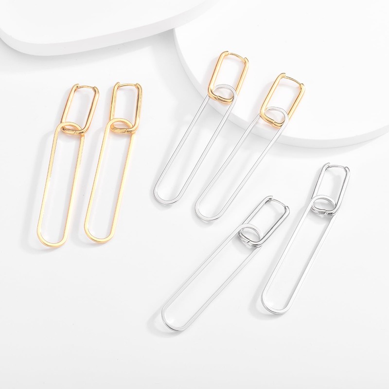 Rectangular Earrings 925 Silver Stud with Rectangular Pendant Colour Silver/Gold,