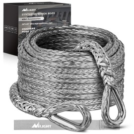 Nilight Synthetic Winch Rope Extension 3/8 Inch x 50 Feet 25,000 Lbs ATV Winch Extension Cable Replacement Tow Ropes Line for Off Road Vehicle Polaris ATV UTV Truck SUV Jeep, Grey