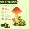 dojune Solar Powered Garden Mushroom Statue with Reading Frog, Outdoor