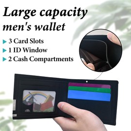 Carteras de Hombre, Portafolios Delgada de piel para Hombre, Billeteras Plegables con Bloqueo RFID y Ventana para identificación, 8 Tarjeteros, Regalo para él, Talla única (Negro-D1835)